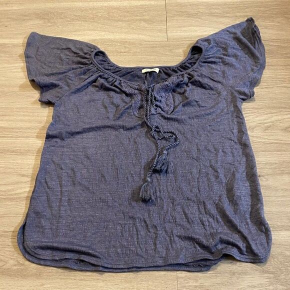 Max Studio flared short sleeve blue blouse size small - Picture 1 of 8